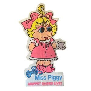 Vintage BABY MISS PIGGY 1986 THE MUPPET BABIES LIVE Souvenir Felt Pennant
